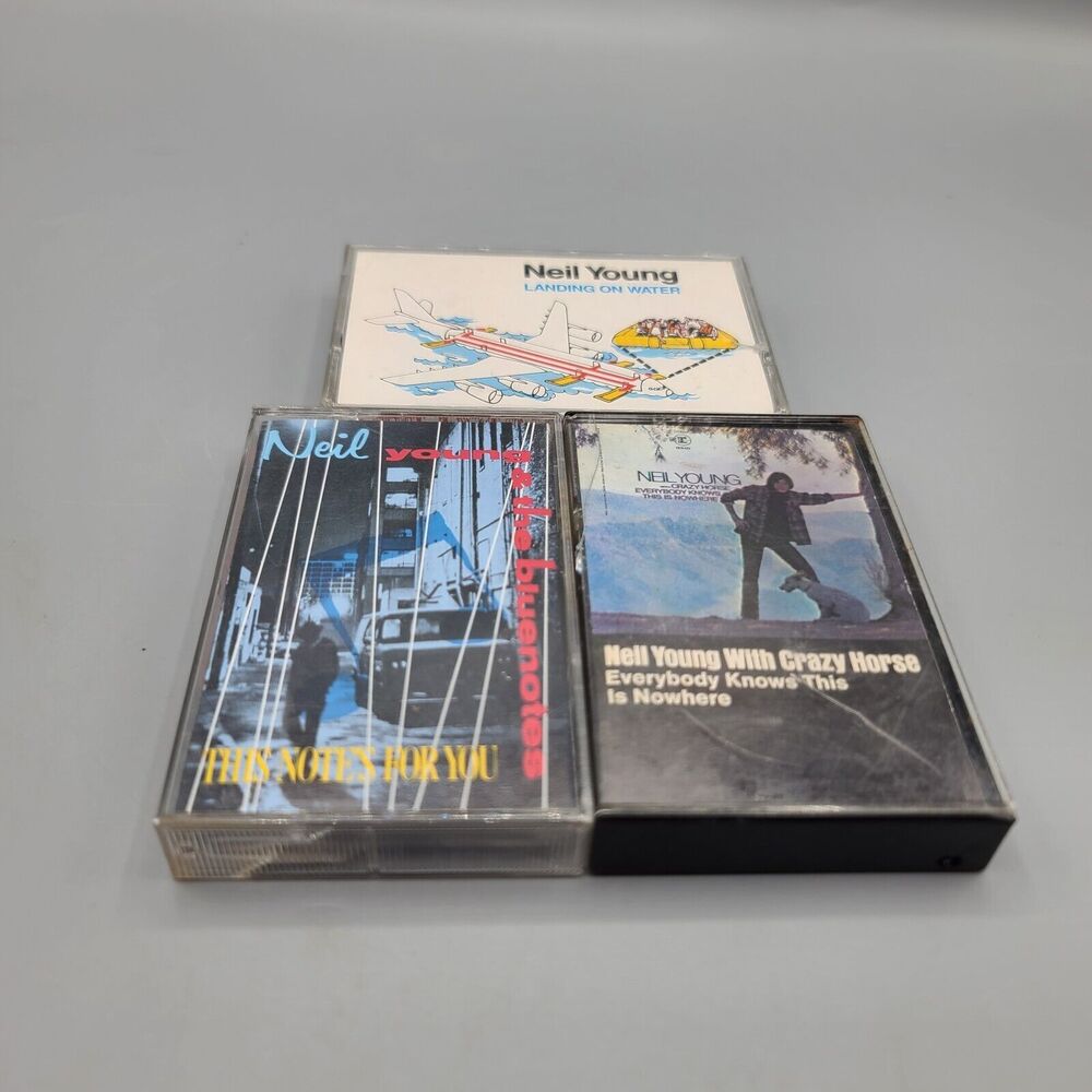 Neil Young 3 Cassette Lot Landing On Water, Crazy Horse, This Note's For You